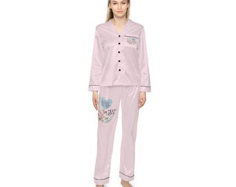Floral Crescent Moon Pajama Set | Satin Pajamas