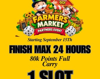 Farmers Market Partners (1 Slot) - Monopoly Go - Full Carry Service 80k Points