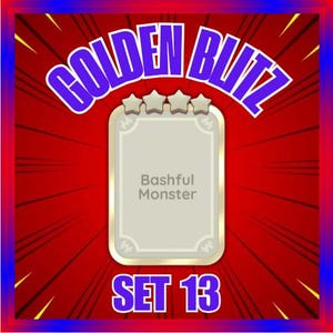 Golden Blitz - " Bashful Monster " - Set 13 - Monopoly_Go Sticker 4 Star - Fast Delivery