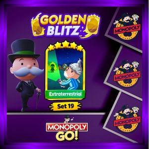 Golden Blitz - " Extraterrestrial " - Set 19 - Monopoly_Go Sticker 5 Star - Fast Delivery