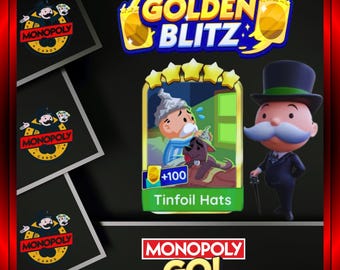 Monopoly_Go - Golden Blitz - Tinfoil Hats - Gold Card 5 Star - Set 19 - Fast Delivery