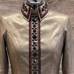 Beige Custom Western Show Shirt - Handmade Crystal embedded Elite Equestrian Apparel