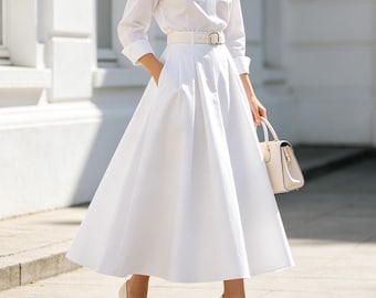 Sauber Weiß Maxi A Line Rock Für Frauen Elegante Hohe Taille Langer Rock Minimal Modern Spring Summer Fashion Piece