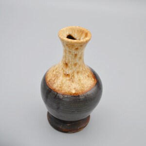 Vintage Pigeon Forge Pottery E. Ownby Bud Vase Brown Tan Stoneware Glaze Collectible