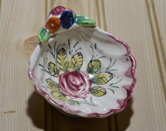 Vintage Floral Decorative Shell Bowl