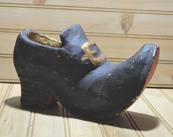Vintage Paper Mache Composite Witch Pilgrim Shoe Halloween Decor Hard to Find