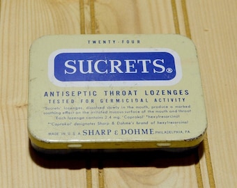 Vintage Sucrets Tin Throat Lozenges Collectible Medical Advertisement Listing for 1 - 3 Available