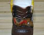 Vintage Inarco Hunting Boot Planter Container Shot Gun Shells Japan Label E-4017 Hunter Decor