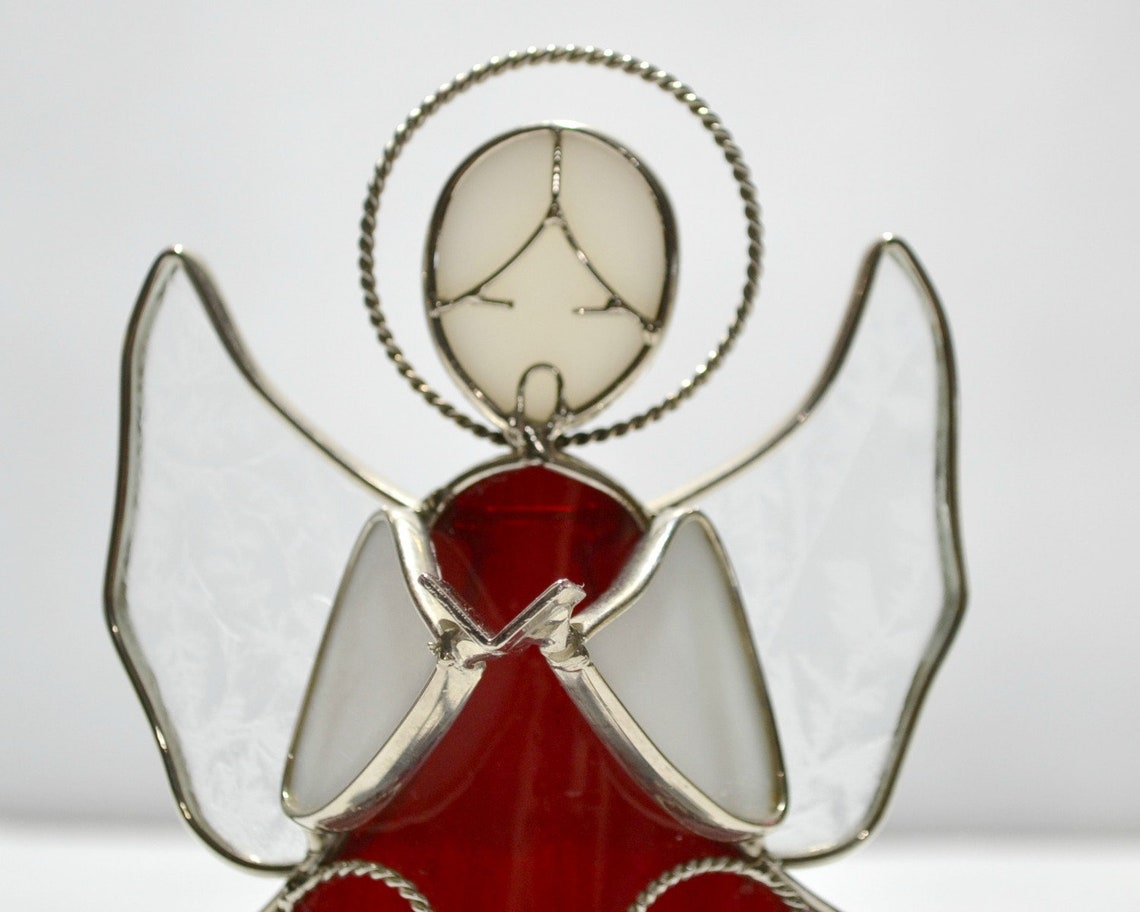 Vintage Stained Glass Choir Singing Angel Candle Holder Etsy