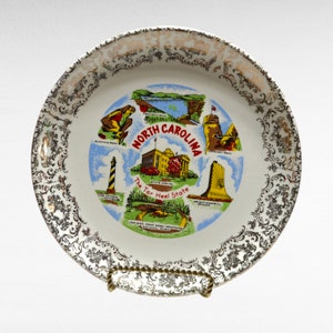 Vintage North Carolina The Tar Heel State Plate State Souvenir Collectible