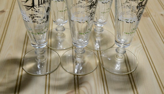 5 Vintage Wheat Etched Pilsner Beer Glasses - BEST PRICE ON !