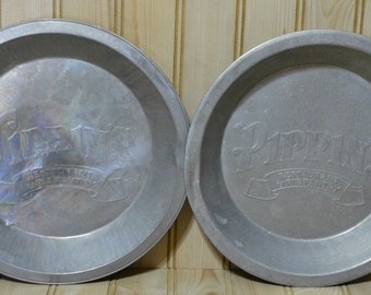 Vintage Pippin's and Tippin's Pie Tins Aluminum 9" Advertisement Advertising