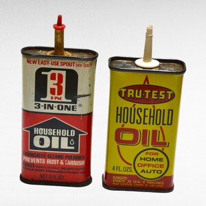 Vintage 3-IN-1 Oil - Household Oil ~ 3oz Tin Oil Can Lot Of 2 Empty