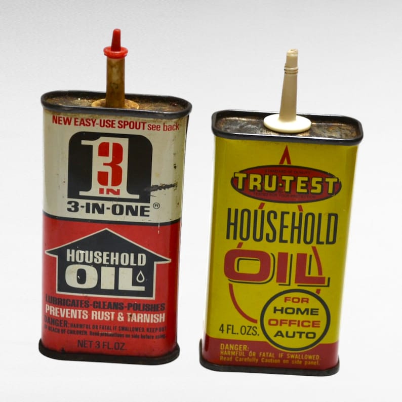 Vintage Household Oil Cans Advertising Tru-test 3 in One Display Cans ...