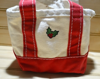 Vintage 90s LL Bean Boat and Tote Bag Navy Blue Canvas Capital N