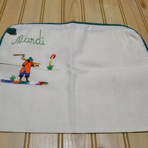 Vintage Needlework French Days of the Week Kitchen Tea Towels Green Piping Edge Set of 7 image 9