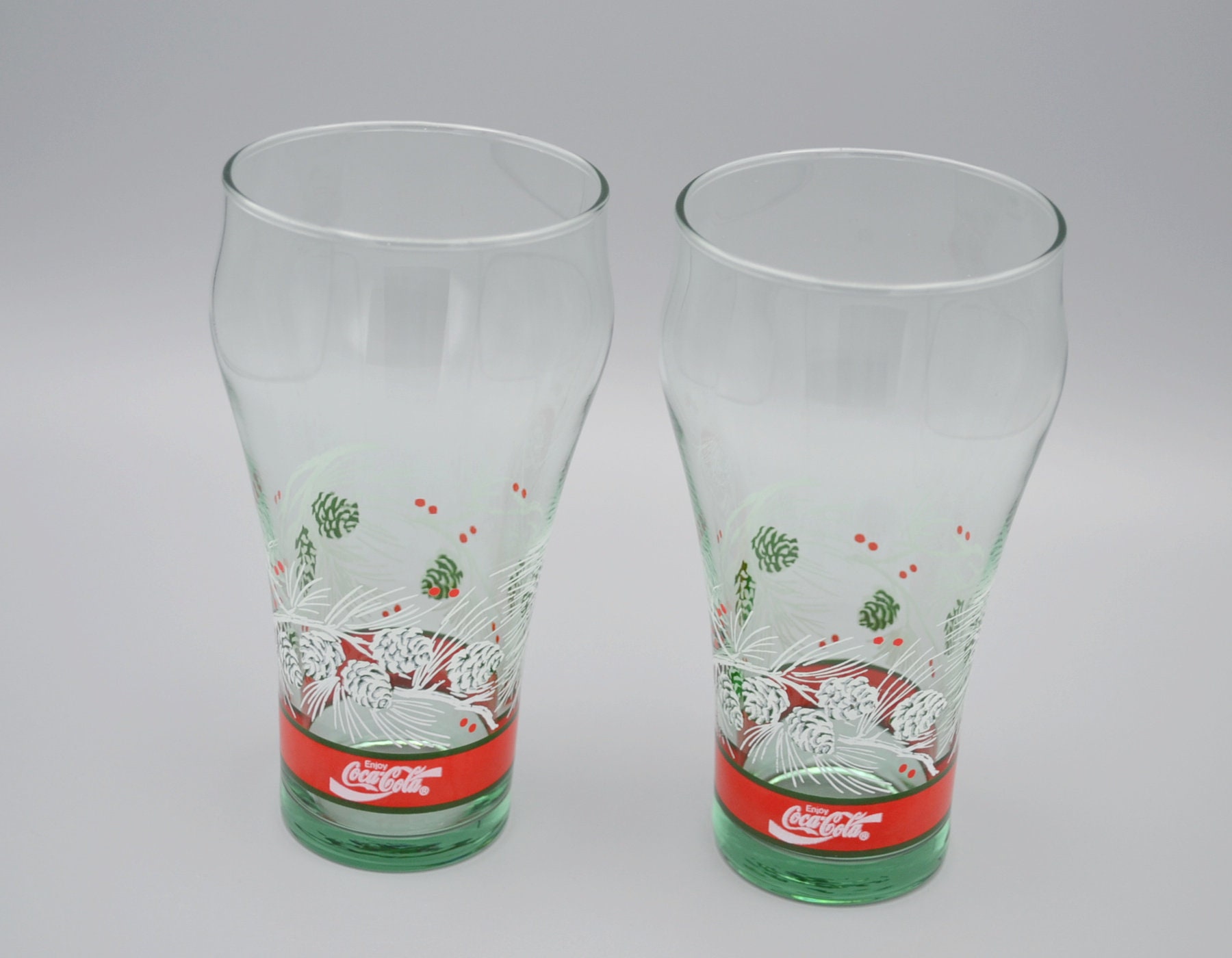 Vintage Coca Cola Christmas Glasses 1980s Coke Holiday Vintage Coca Cola Christmas Glasses 1980s Coke Holiday