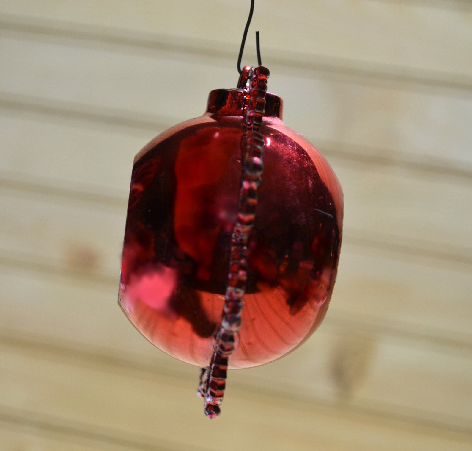 Vintage Red Plastic Decorative Ball Christmas Ornament Etsy