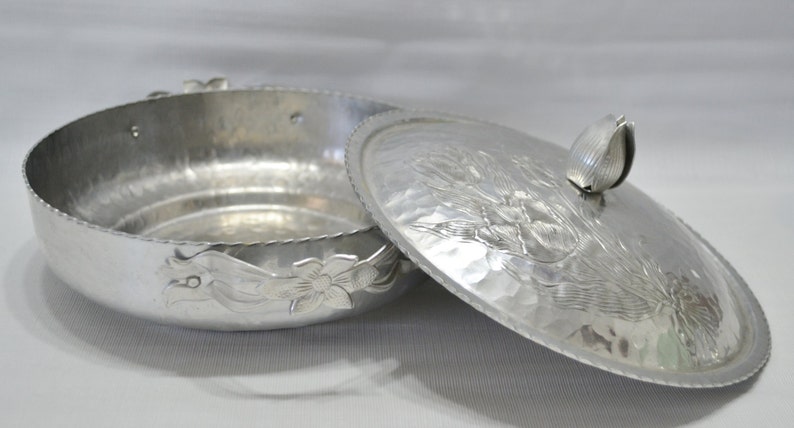 Vintage Hammered Aluminum ChafingServing Dish