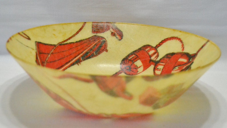 Vintage Artmor Fiberglass Bowl Lobsters Nautical Fisherman Collectible Kitchen Decor Serving TV Movie Photo Prop