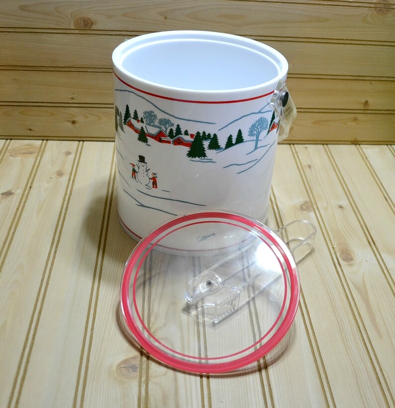 Vintage Christmas Winter Scene Ice Bucket Insert Holiday White Etsy