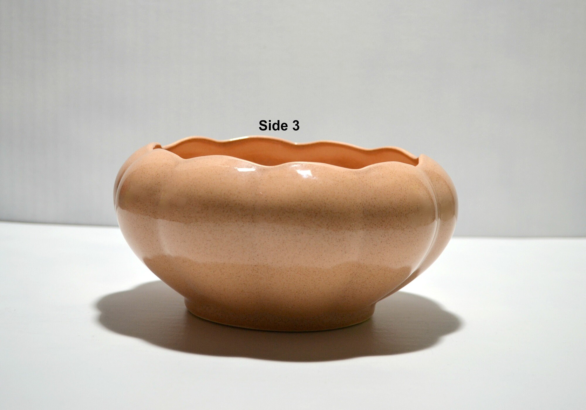 Vintage York Pottery 228 Peach Speckled Tulip Shaped Round Etsy