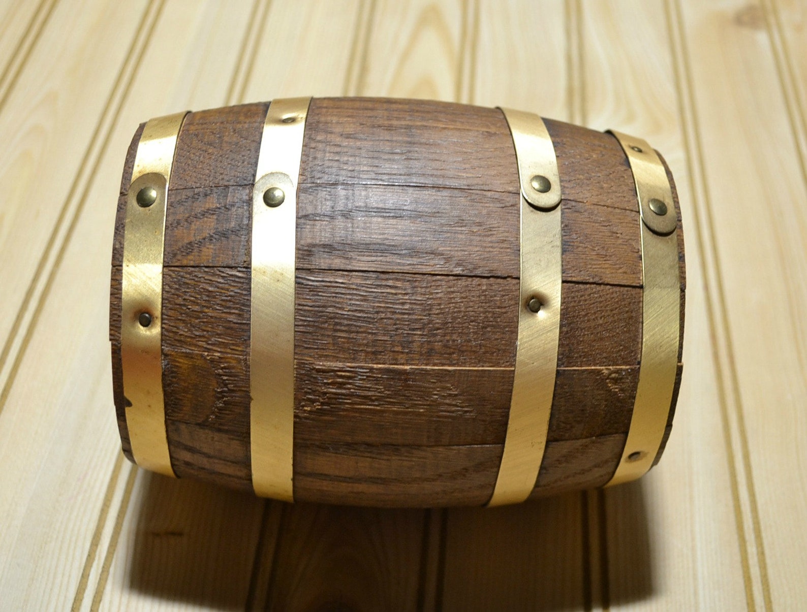 Vintage Wooden Barrel Bank Promotional Gift Promo No Key Etsy