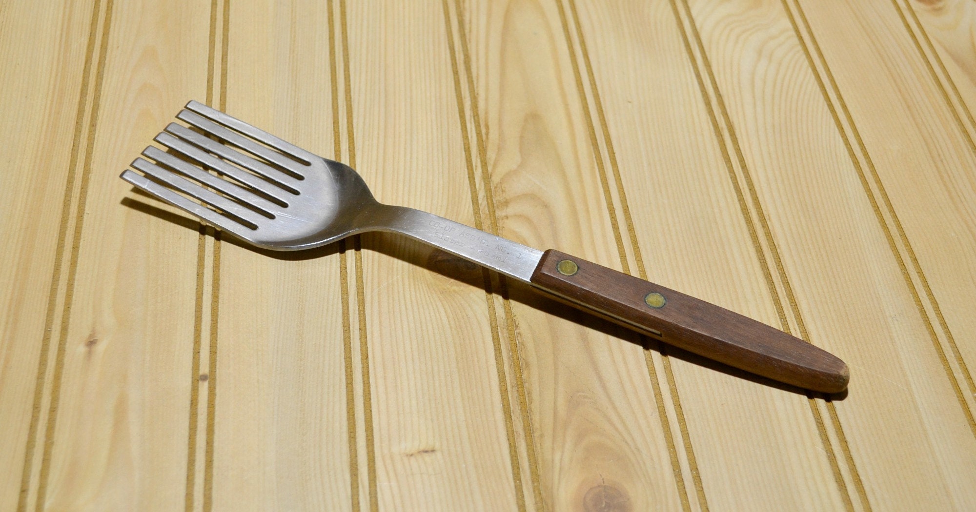 Vintage Spatula Pastry Fork Mixer Wooden Handle Stainless