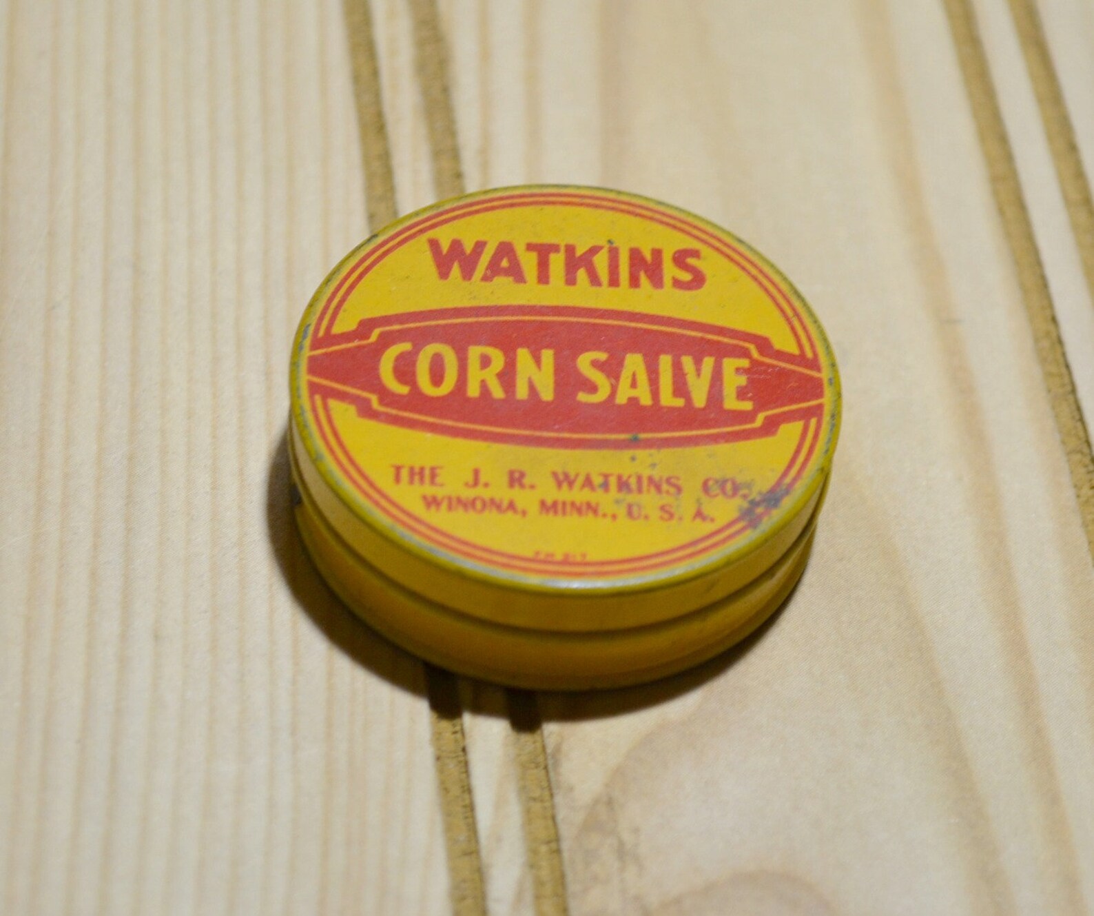 Vintage Watkins Advertisement Corn Salve Tin Medicine Remedies Old