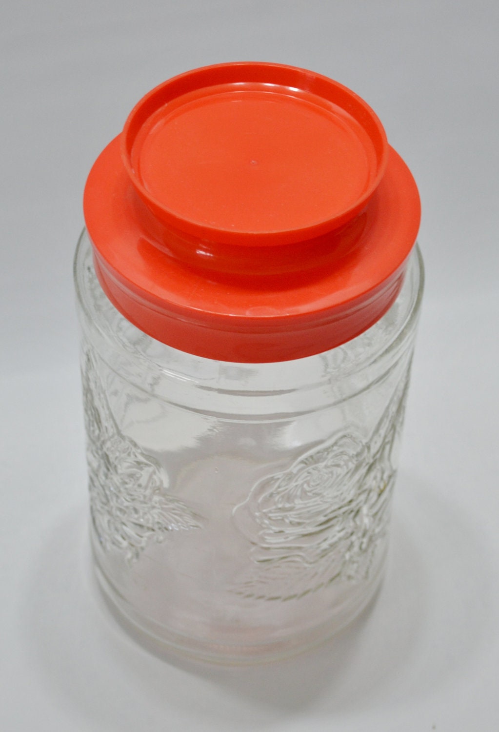 Vintage Glass Rose Jar Container Storage Kitchen Decor Orange Etsy