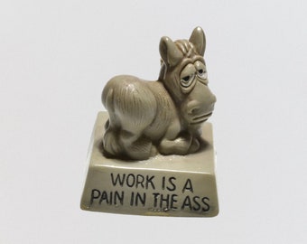 Vintage 1970s Wallace Berrie Donkey Work Statue #7514 Made in USA