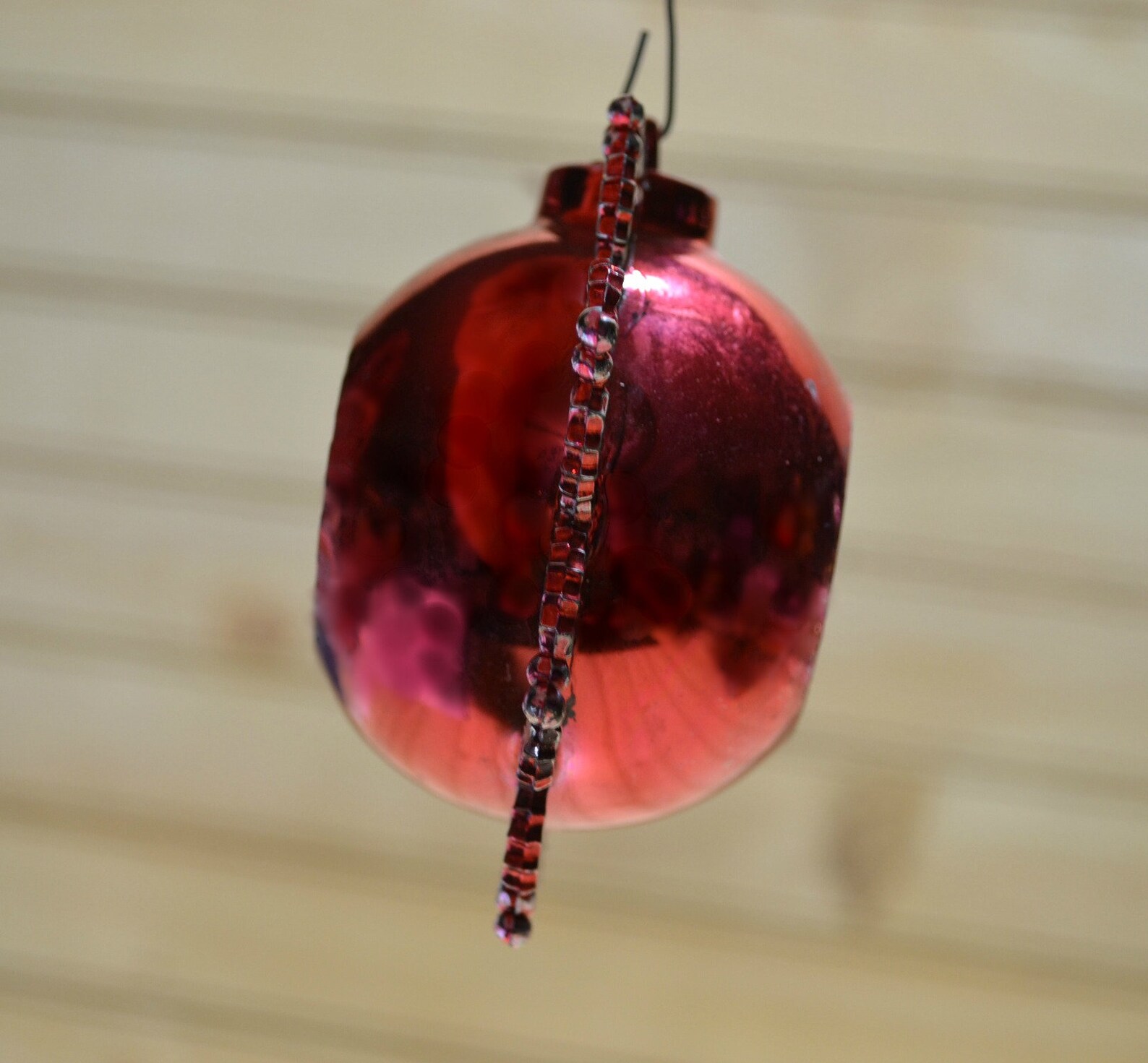 Vintage Red Plastic Decorative Ball Christmas Ornament Etsy