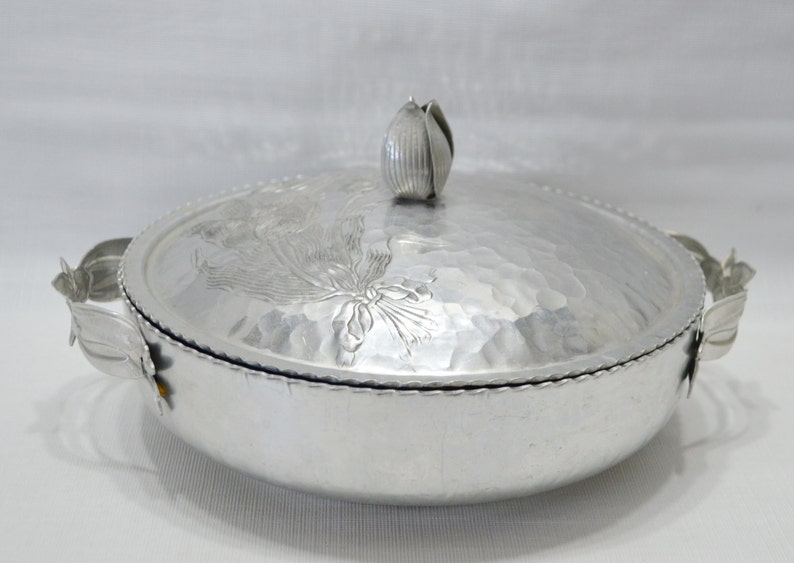 Vintage Hammered Aluminum ChafingServing Dish