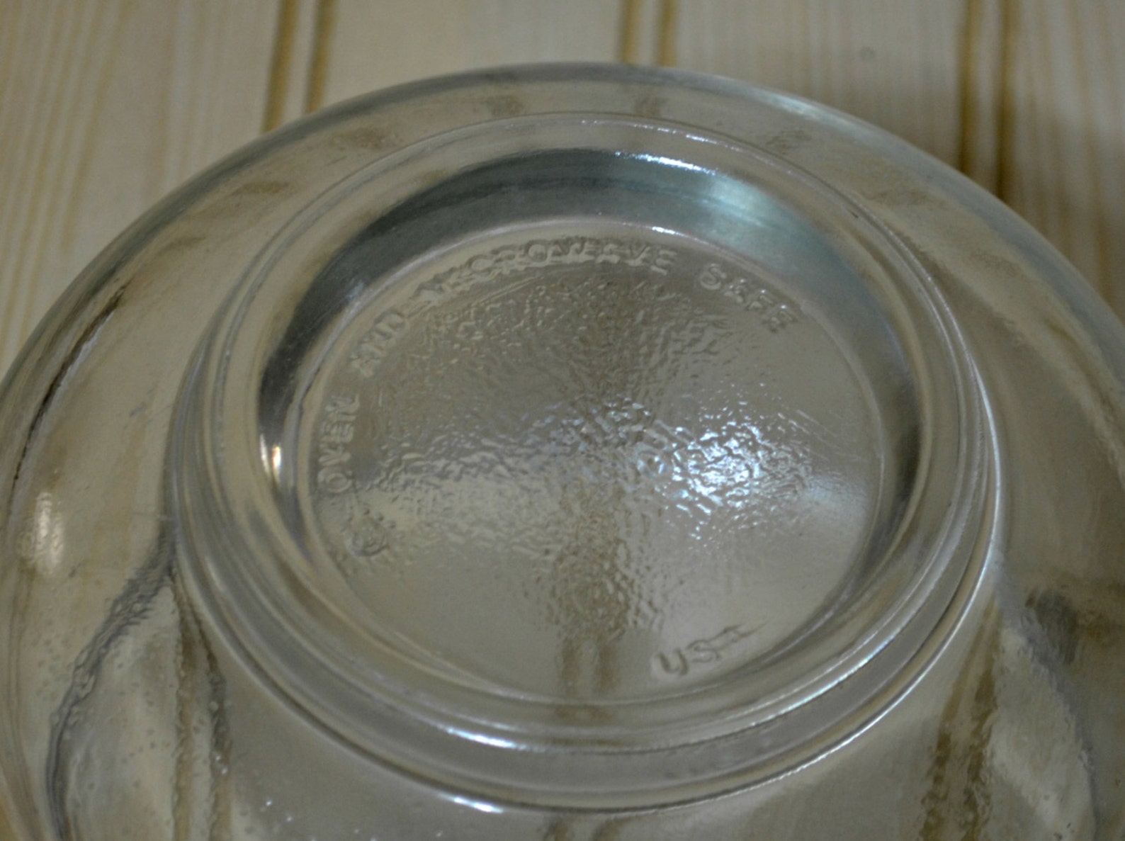 Vintage Mixing Bowl Clear Glass Footed Oven Microwave USA Baking