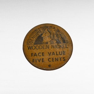 Vintage 1961 Genuine Wooden Nickel Kansas Centennial First National Bank Meade Kansas Souvenir Collectible