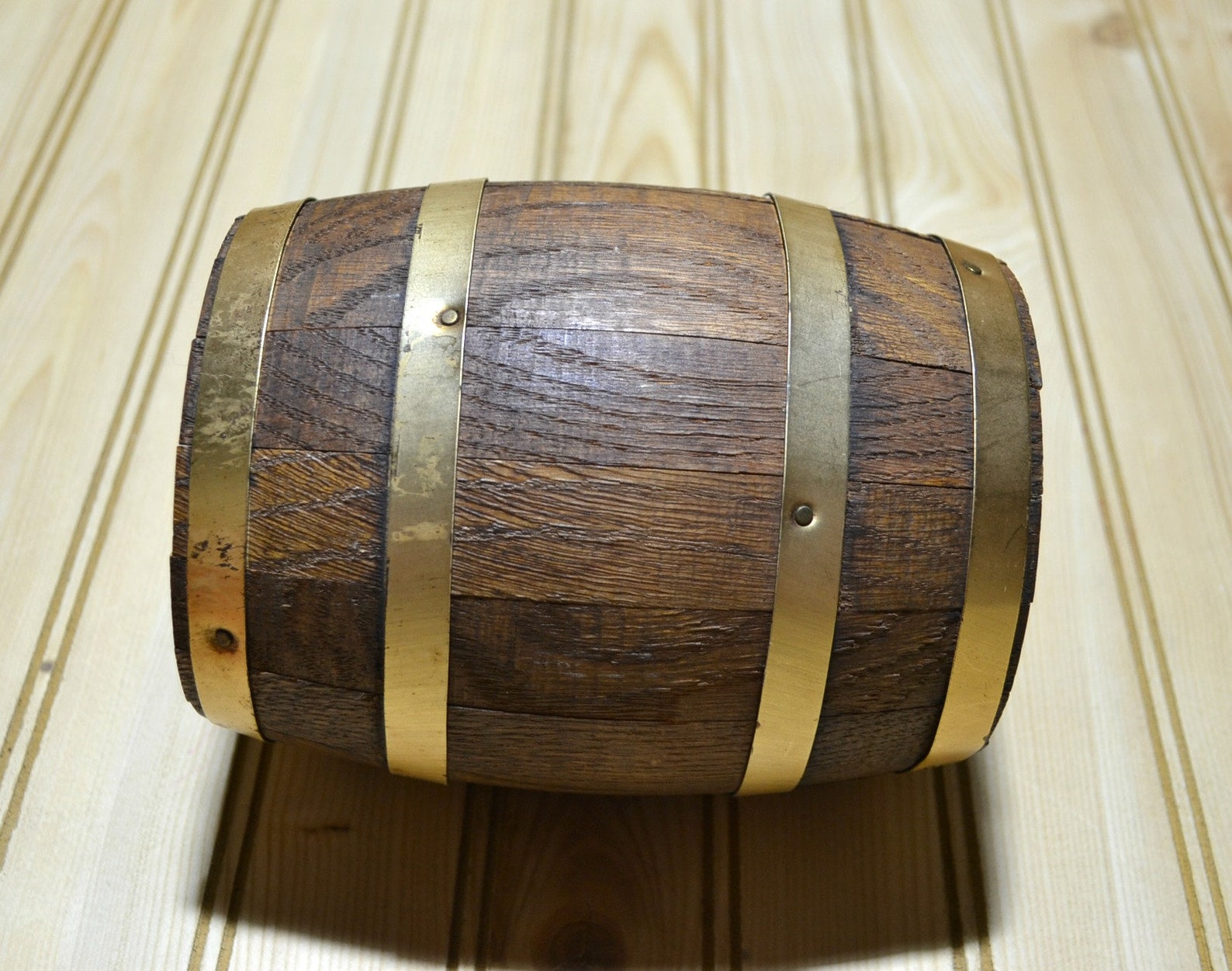 Vintage Wooden Barrel Bank Promotional Gift Promo No Key Etsy