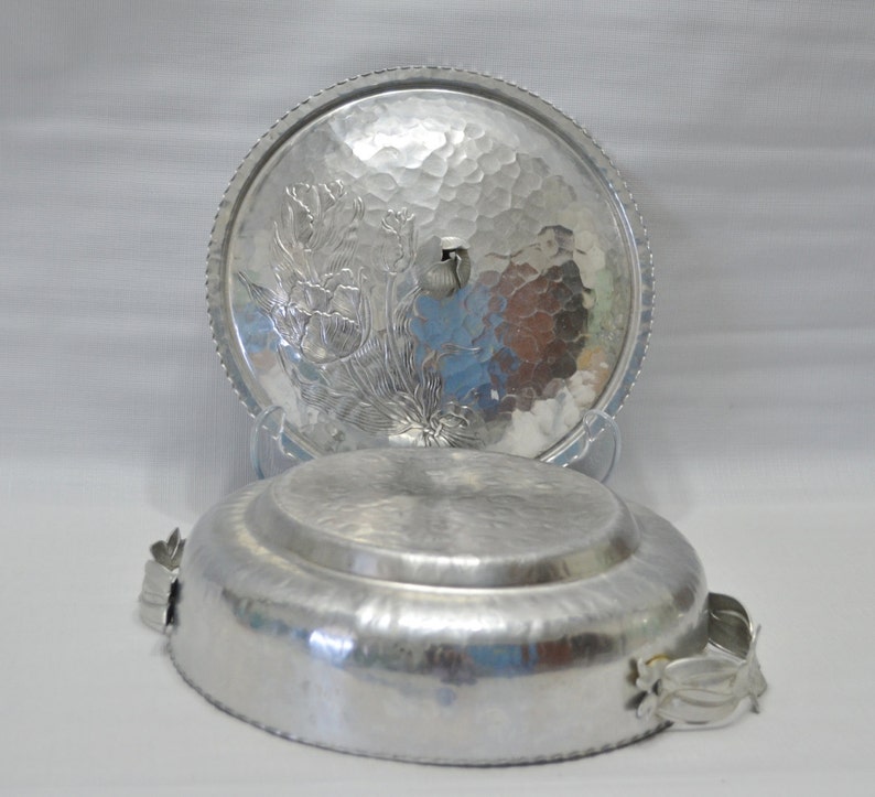 Vintage Hammered Aluminum ChafingServing Dish