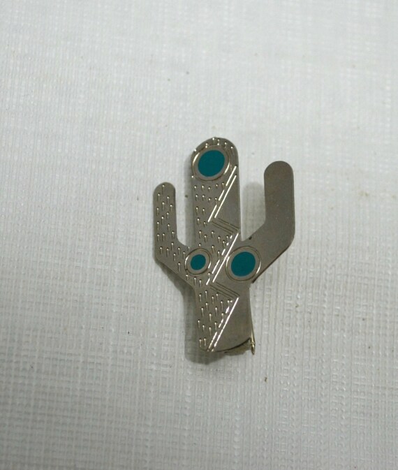 Vintage Cactus Pin Brooch 1980s Metal Desert South