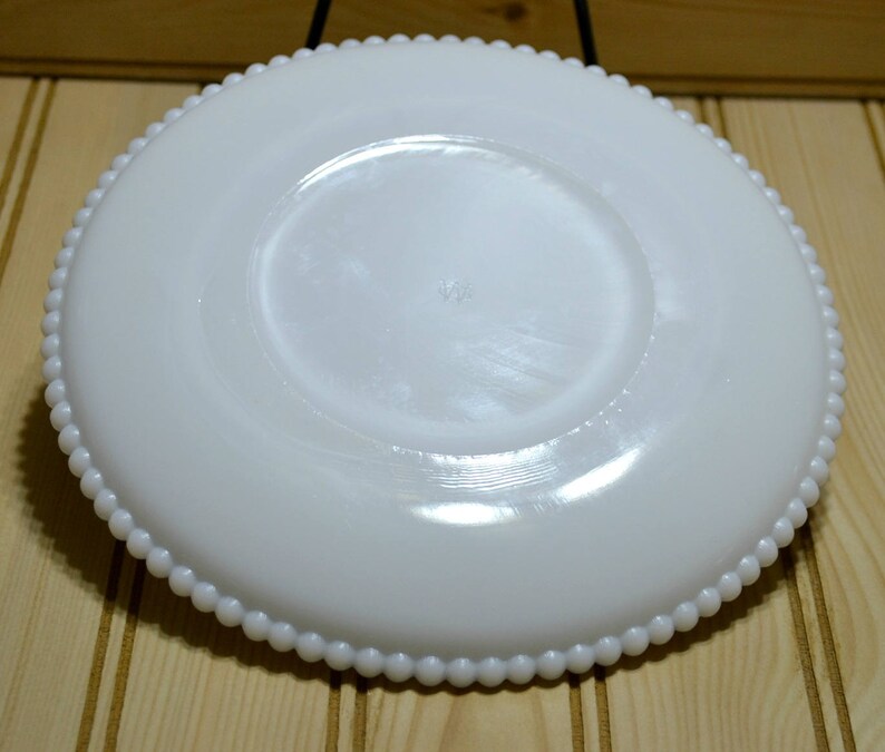 Vintage Westmoreland Milk Glass Violet Plate Hobnail Beaded Edge Purple