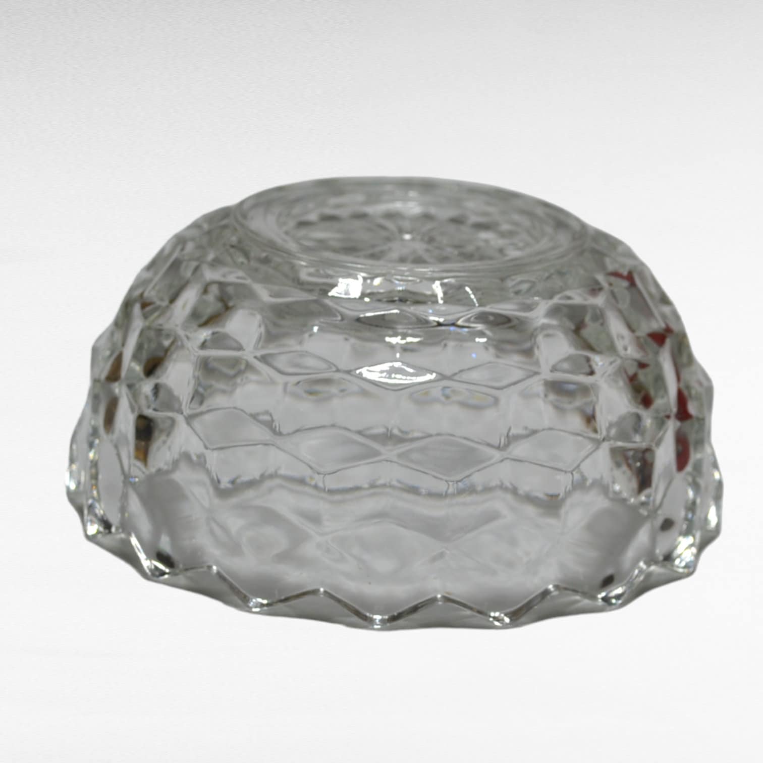 1987年LEADWORKS INC CLEVE OH 置物 陶器  インテリア Vintage Homco Clear Glass Round Bowl Cube Design Sawtooth