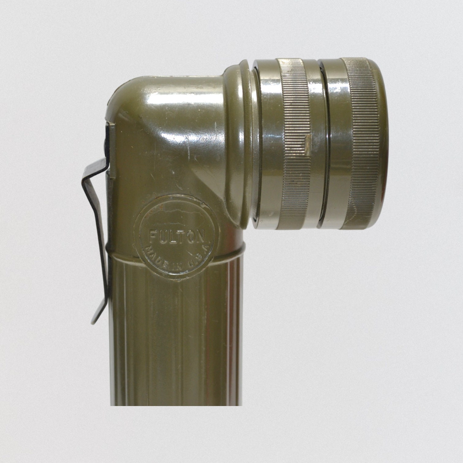 Vintage Military Flashlight With 2 Lenses Olive Green Fulton
