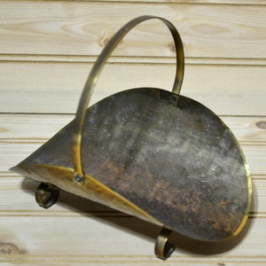 Vintage Brass Hammered Metal Basket Flower Trinket Holder