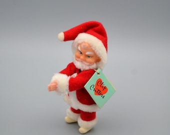 Vintage Santa Clip Critter Hugger Claus 1980s with Tags Christmas Decoration Ornament Wreath Decor Made in Korea Body Does Not Bend