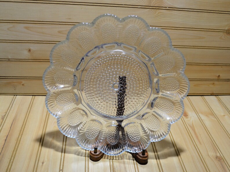 Vintage Clear Glass Deviled Egg Plate Made in USA 1980s Indiana Glass