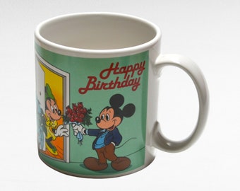 Vintage Walt Disney Applause Mug Mickey & Minnie Mouse Happy Birthday 1980s Made in Korea