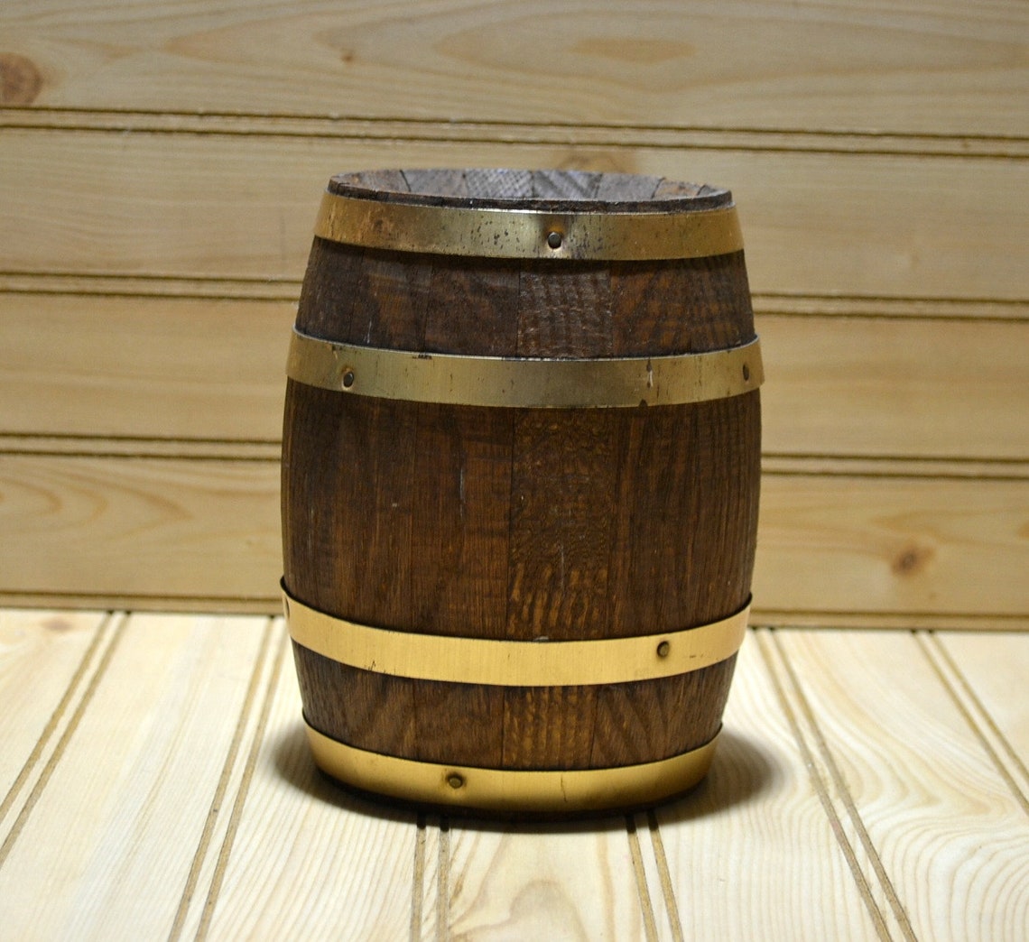 Vintage Wooden Barrel Bank Promotional Gift Promo No Key Etsy
