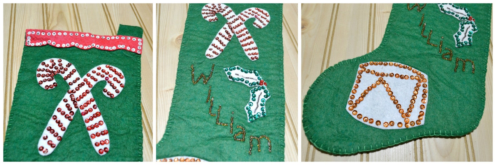 Vintage Beaded Sequin Christmas Stocking Holiday Decor Red or Etsy