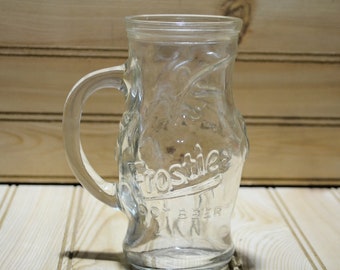 Taza vintage de cerveza de raíz Frostie, recuerdo coleccionable publicitario de los años 70