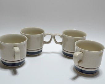 Vintage Chateau Stoneware Mugs: Hand-painted Floral Japan Tea Cups, Set of  5 - Etsy