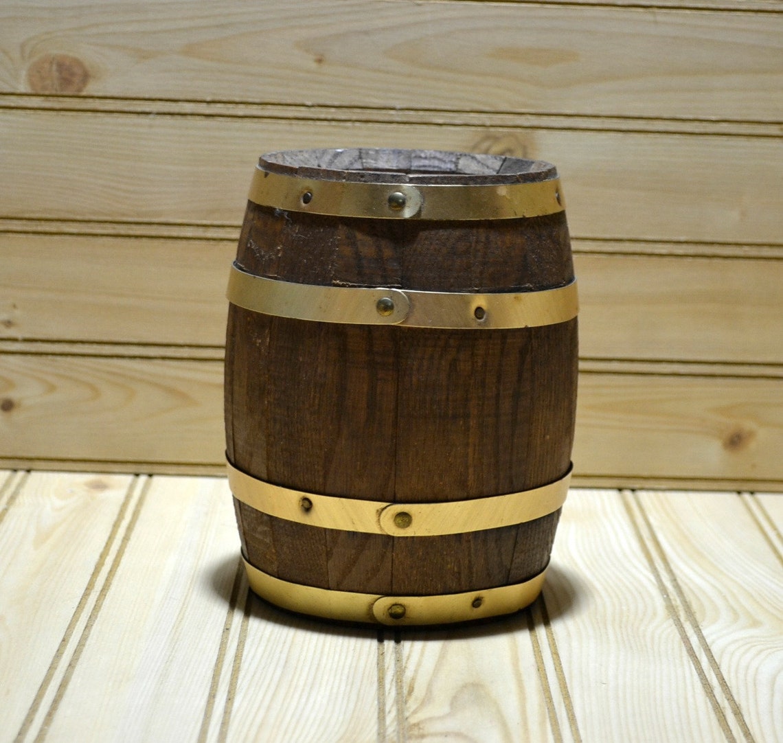 Vintage Wooden Barrel Bank Promotional Gift Promo No Key Etsy